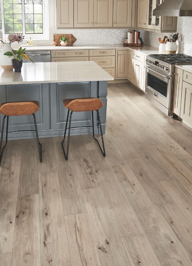 wood look laminate flooring in a kitchen