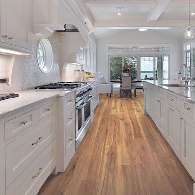 wood look laminate floors in a kitchen