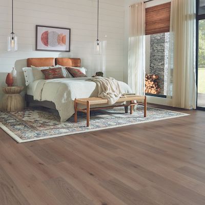 wood look laminate in a bedroom